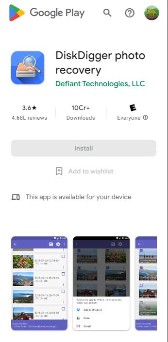 disk digger app download page