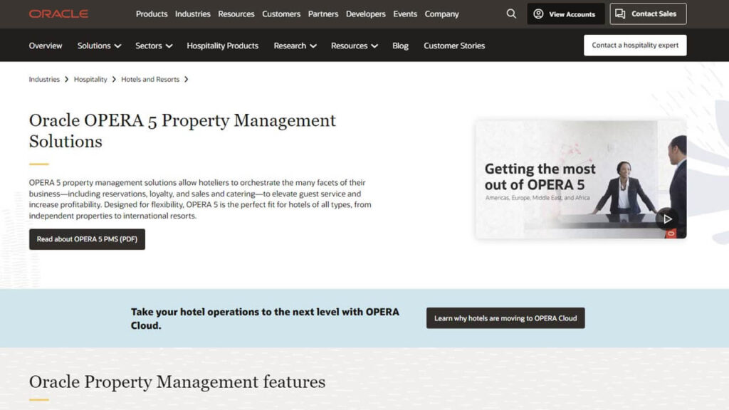 Opera PMS hotel management software