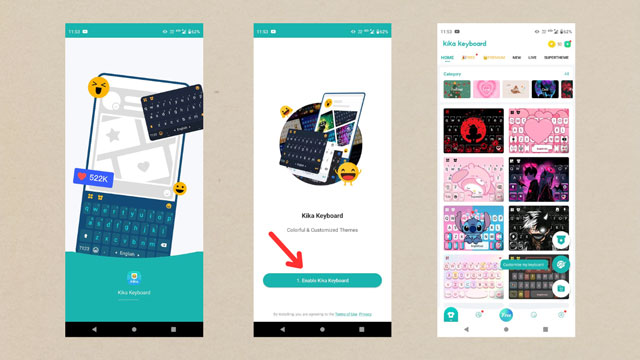 step by step process on how to get ios emoji on android using kika keyboard