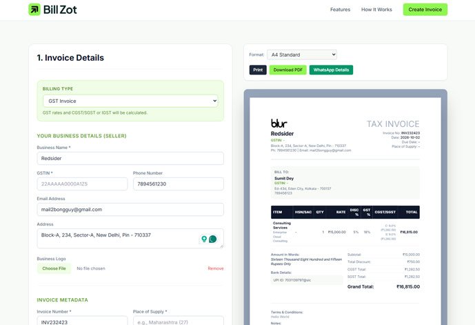 billzot.com interface